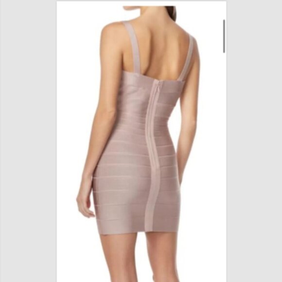 Hervé Léger Bandage Bodycon Dress Pink Beige Size XL Never Worn - Picture 2 of 8
